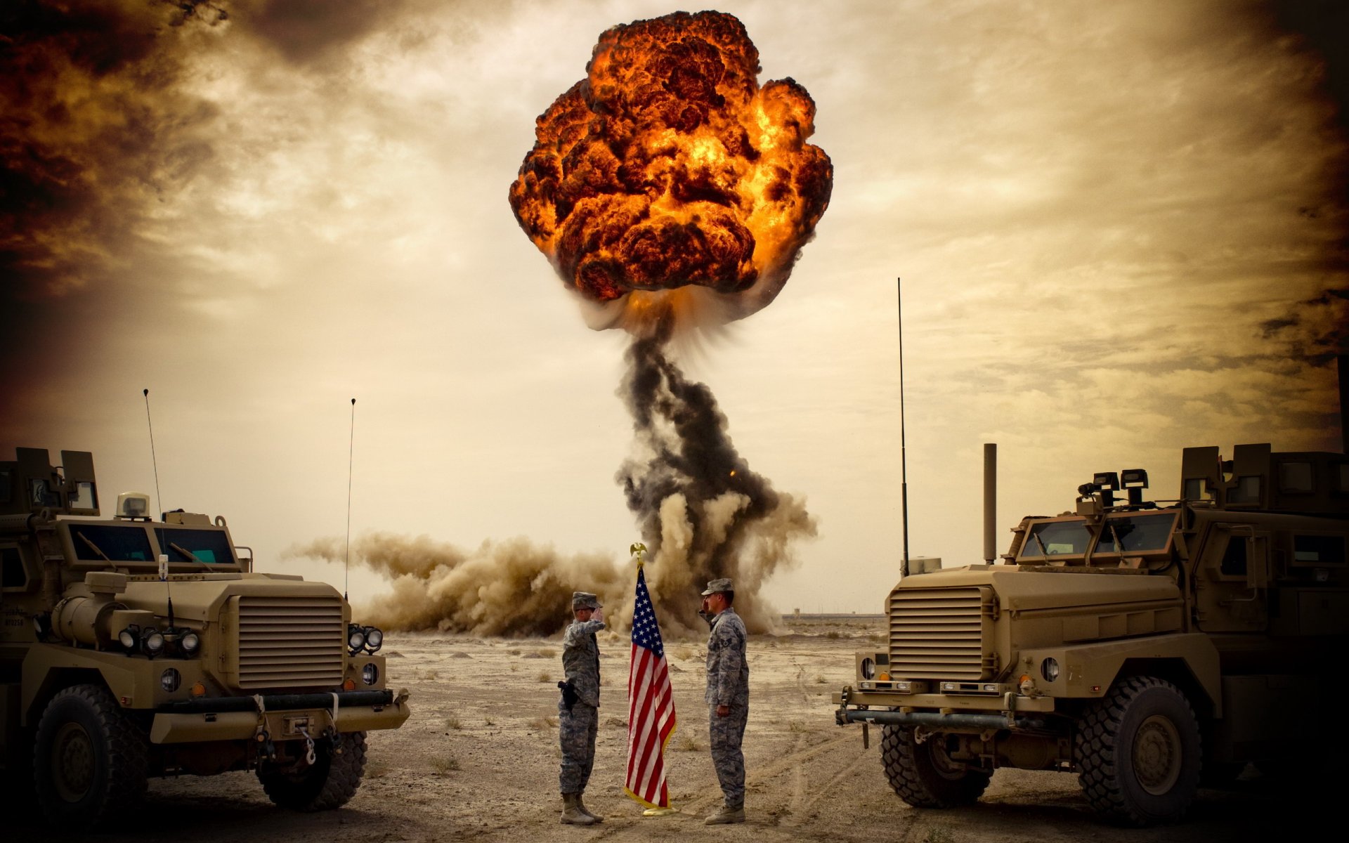 trucks explosion flag united states men sky