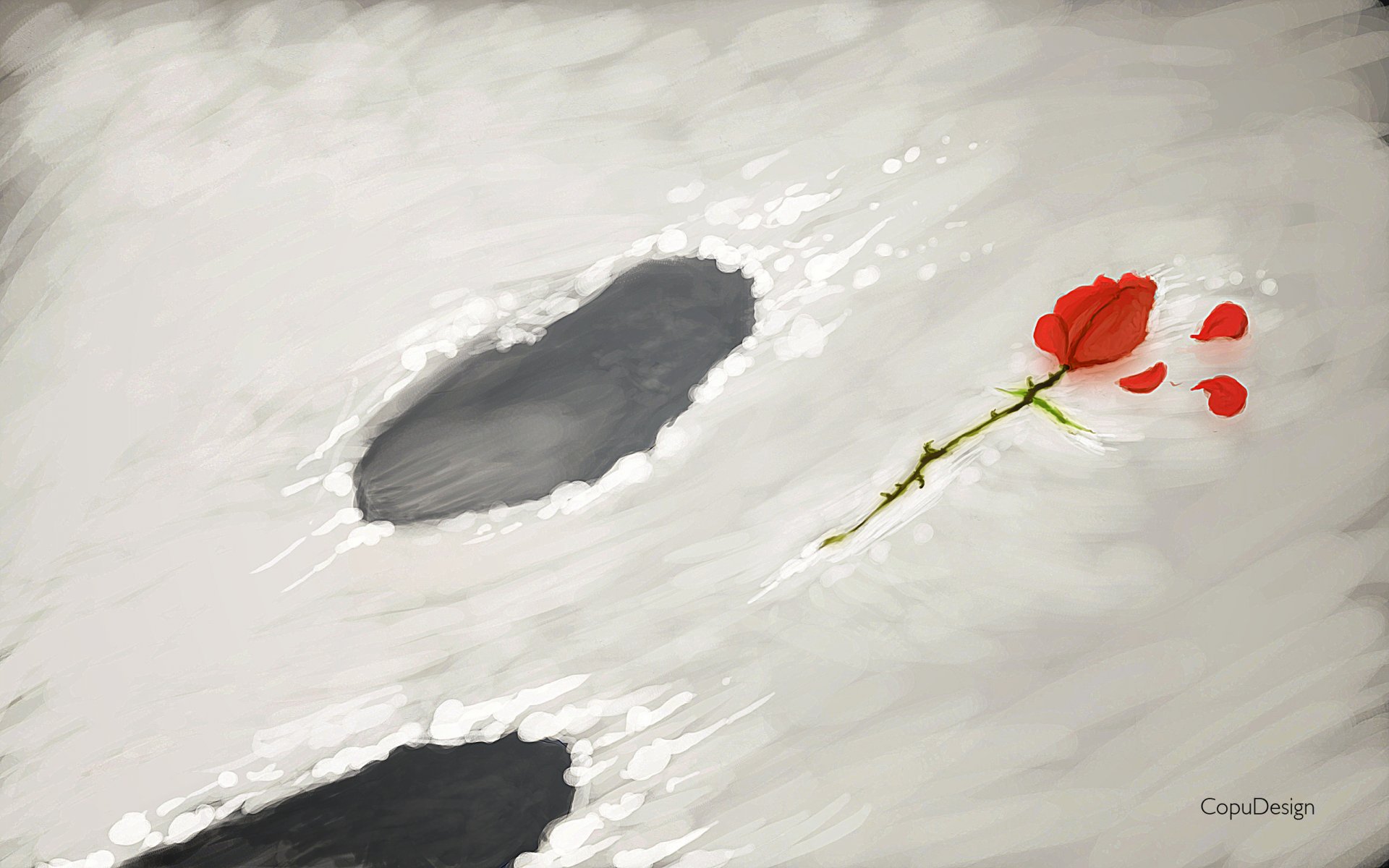 goodbye goodbye snow flowers flower rose petals footprint