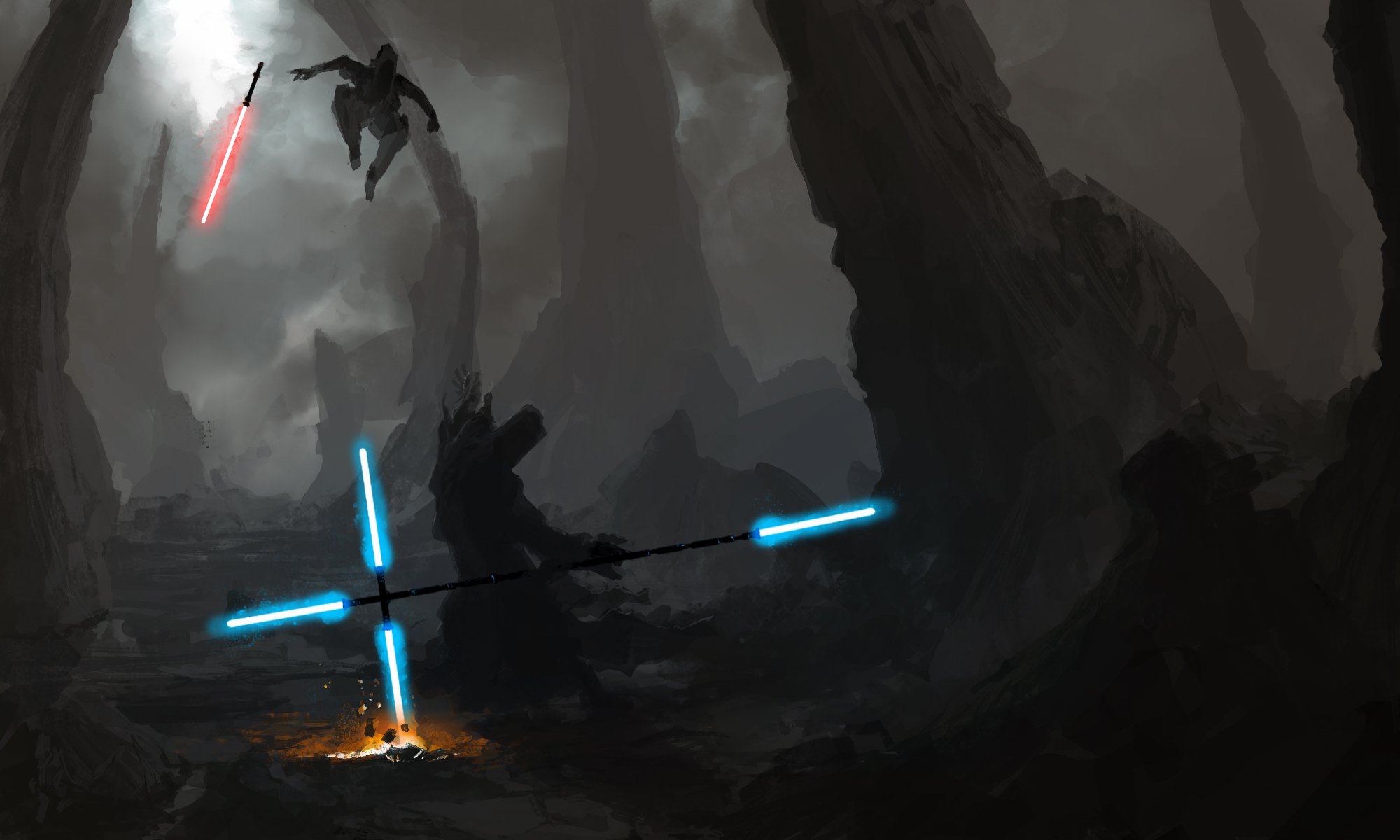 dibujo jedi sith sables de luz star wars