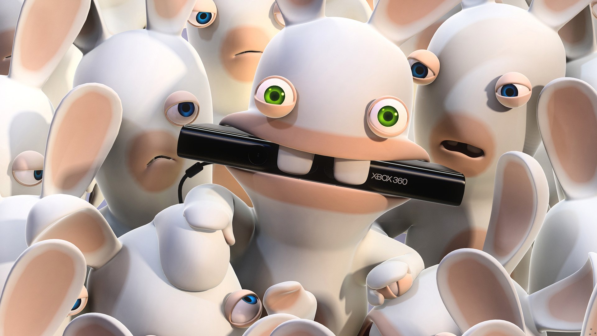 raving rabbids lapins kinect yeux bleus verts