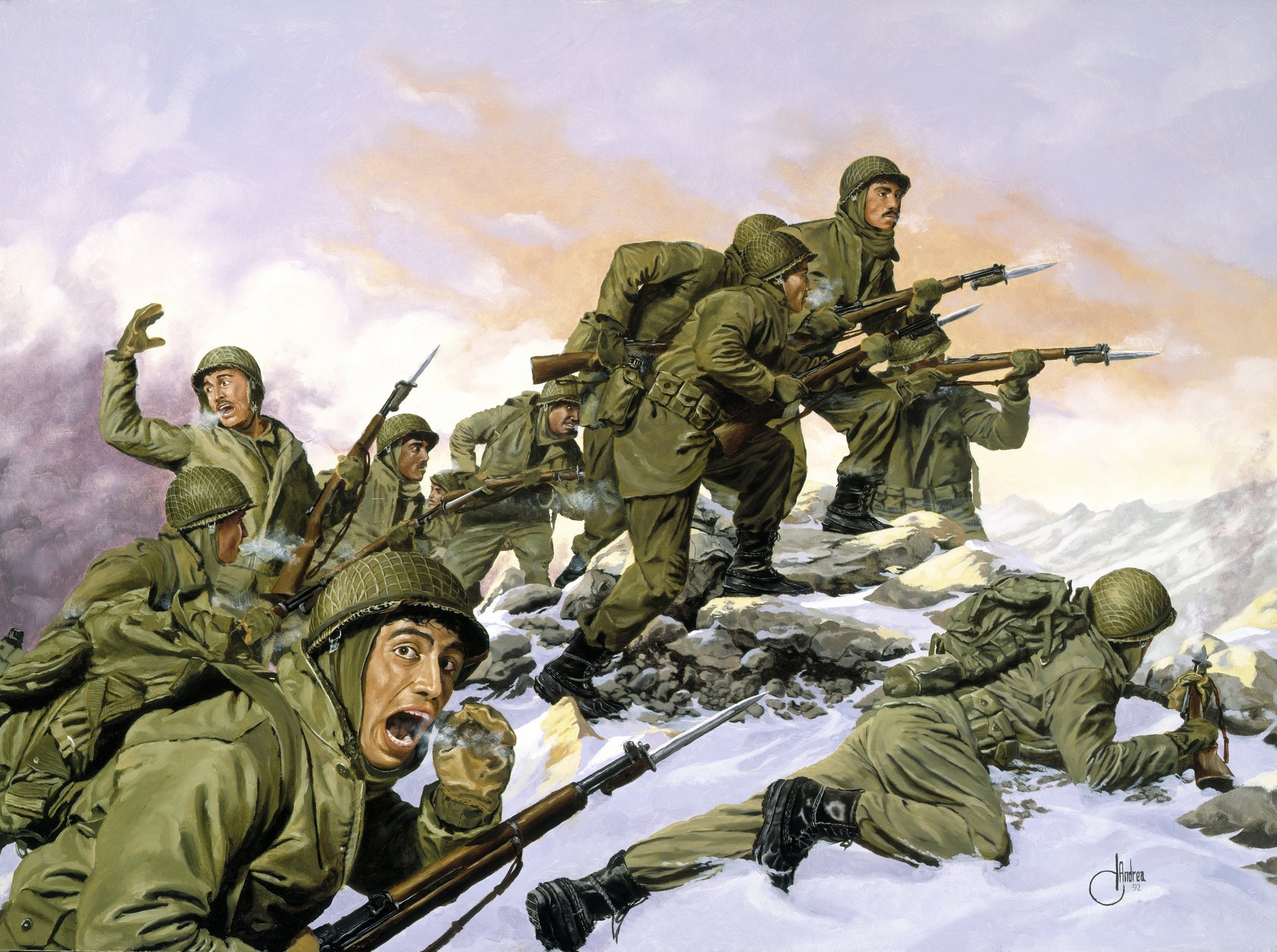 los borinqueneers dominic d \ andrea corea del sur-2 de febrero corea del sur guerra americanos invierno correr