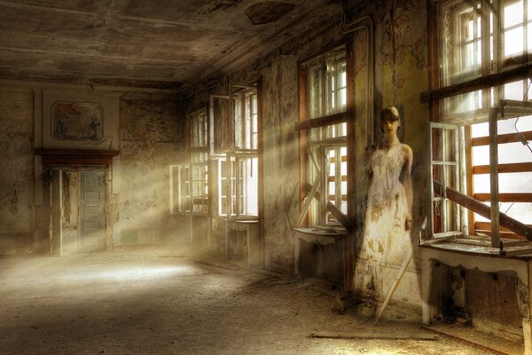 Photo of a ghost in an abandoned building