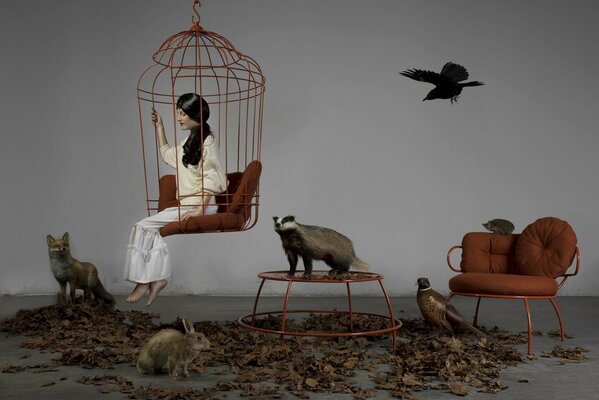 People. Animals. The woman in the cage