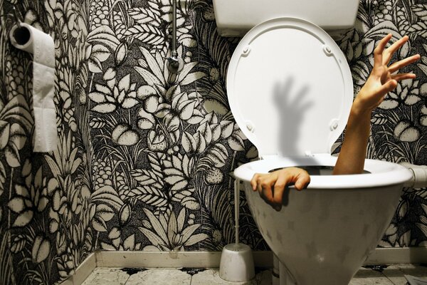 The room of fear in the toilet with a toilet bowl