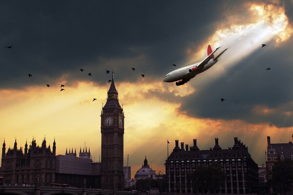 Caduta di un aereo nel centro di Londra