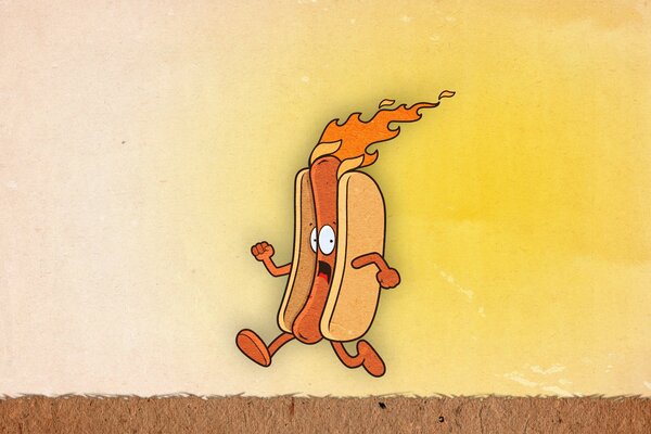 Hot-Dog brûlant court dans