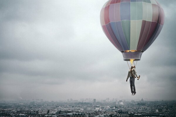 Mann in einem Ballon, Höhe