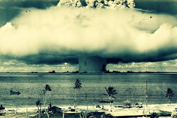 Atomic explosion. Shock content. Rough