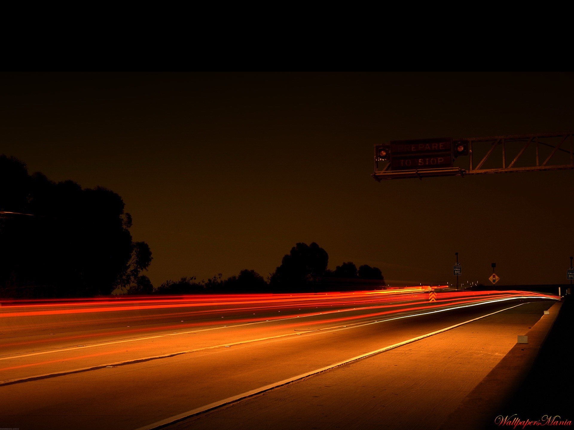 la route les lumières la nuit la route