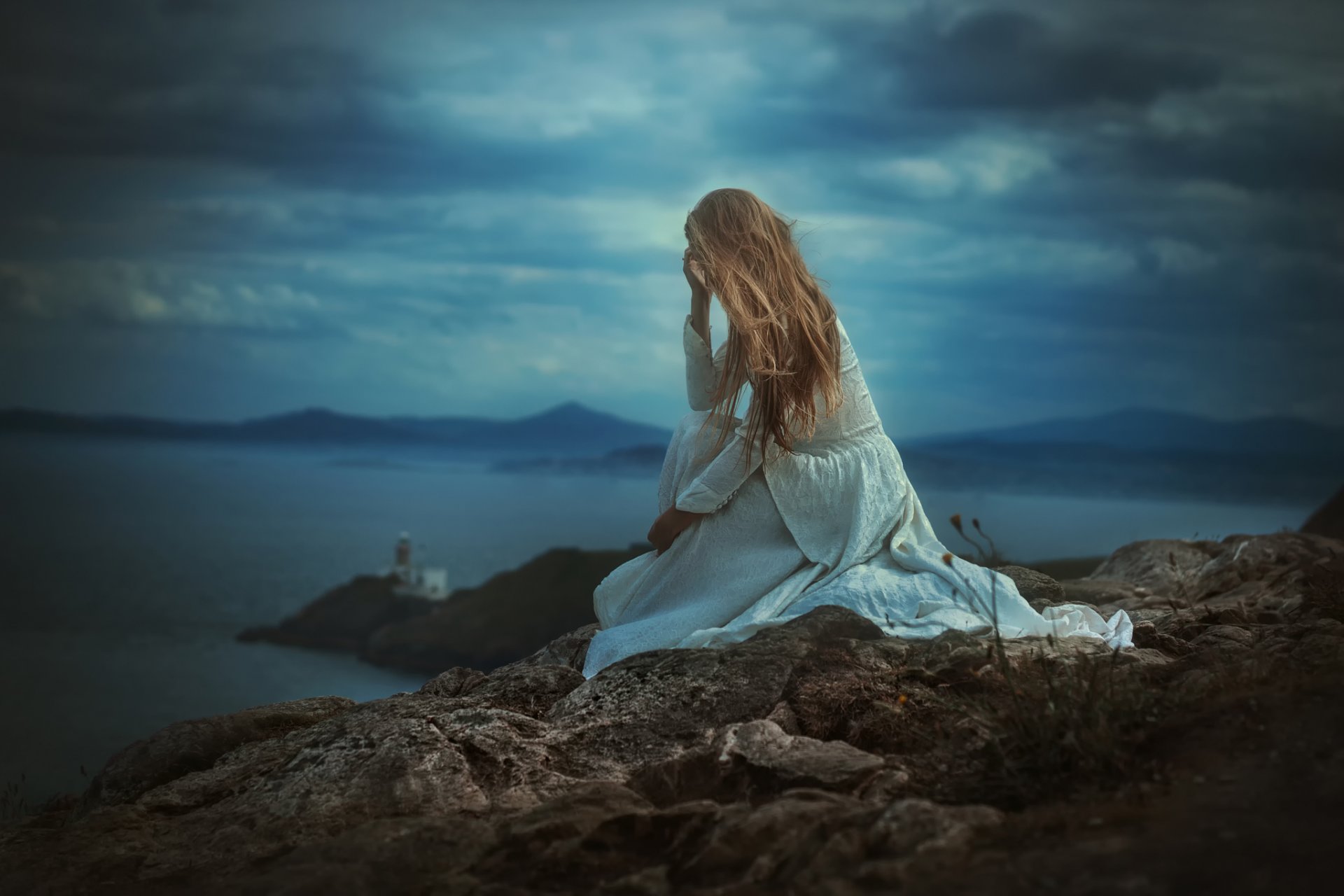 tj drysdale girl stone dress landscape