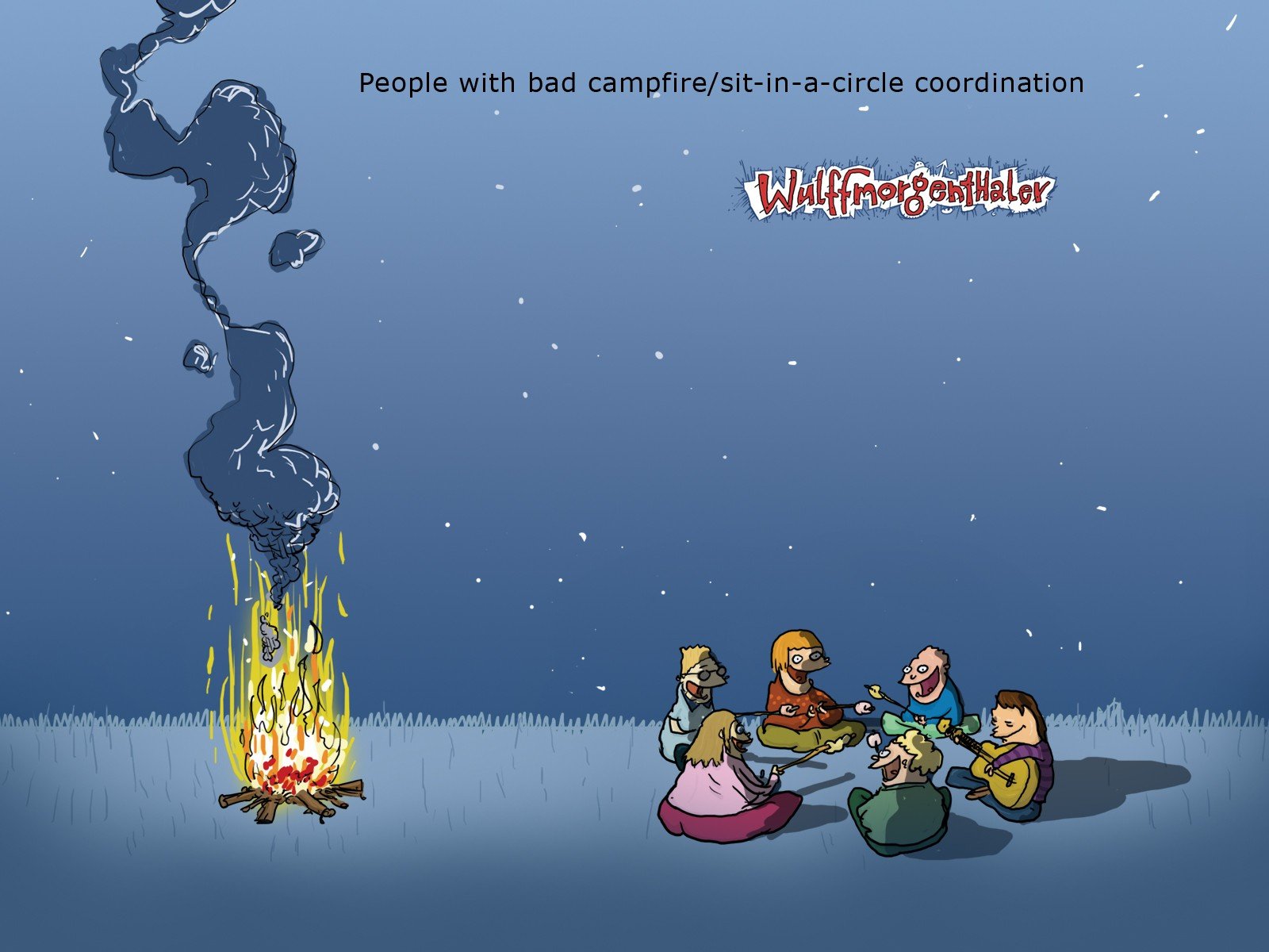 picnic fire cartoon humor wulffmorgenthaler