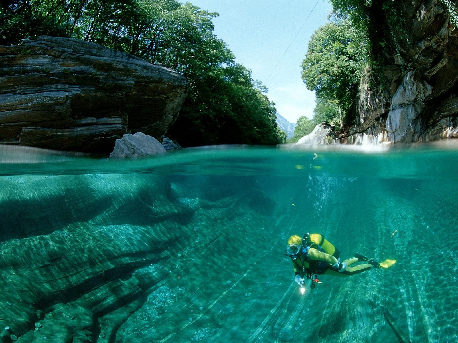 river water mountain diver