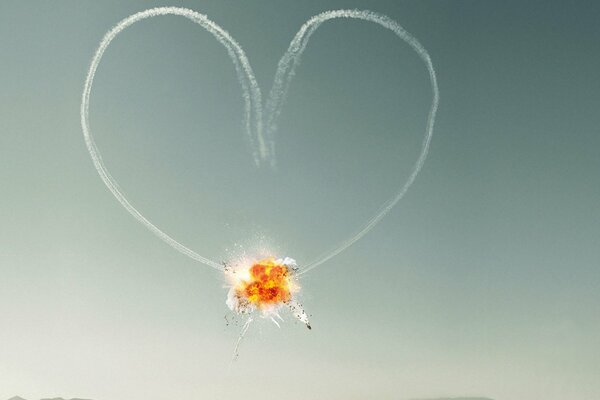 A heart-shaped explosion in the sky