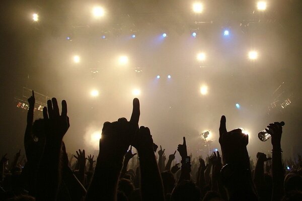 Fans raised their hands at the concert