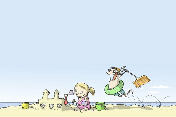 Humorous cartoon with children