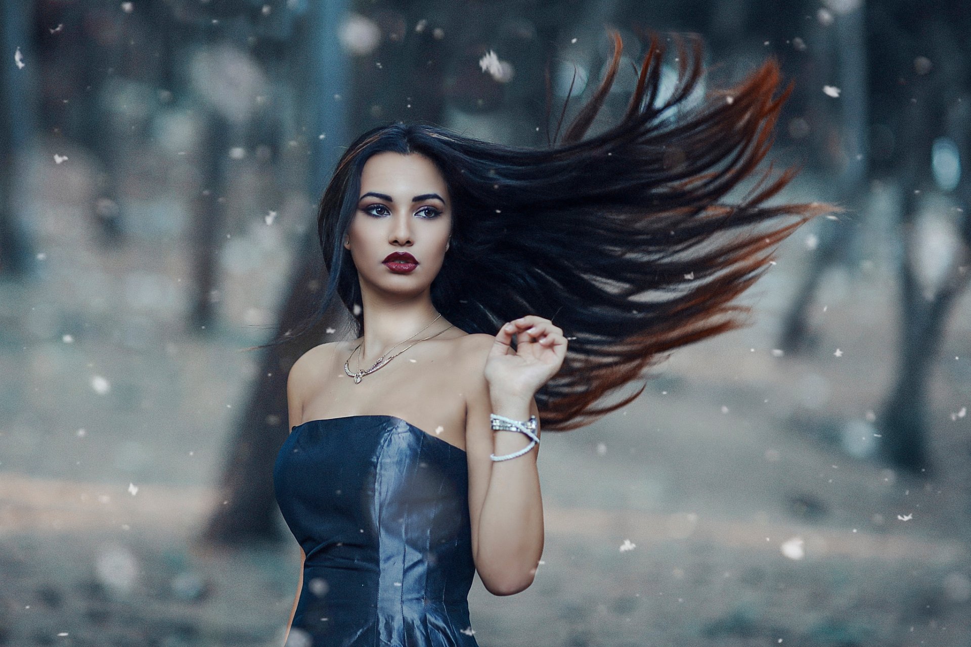 the cold woods alessandro di cicco girl make-up hair wind