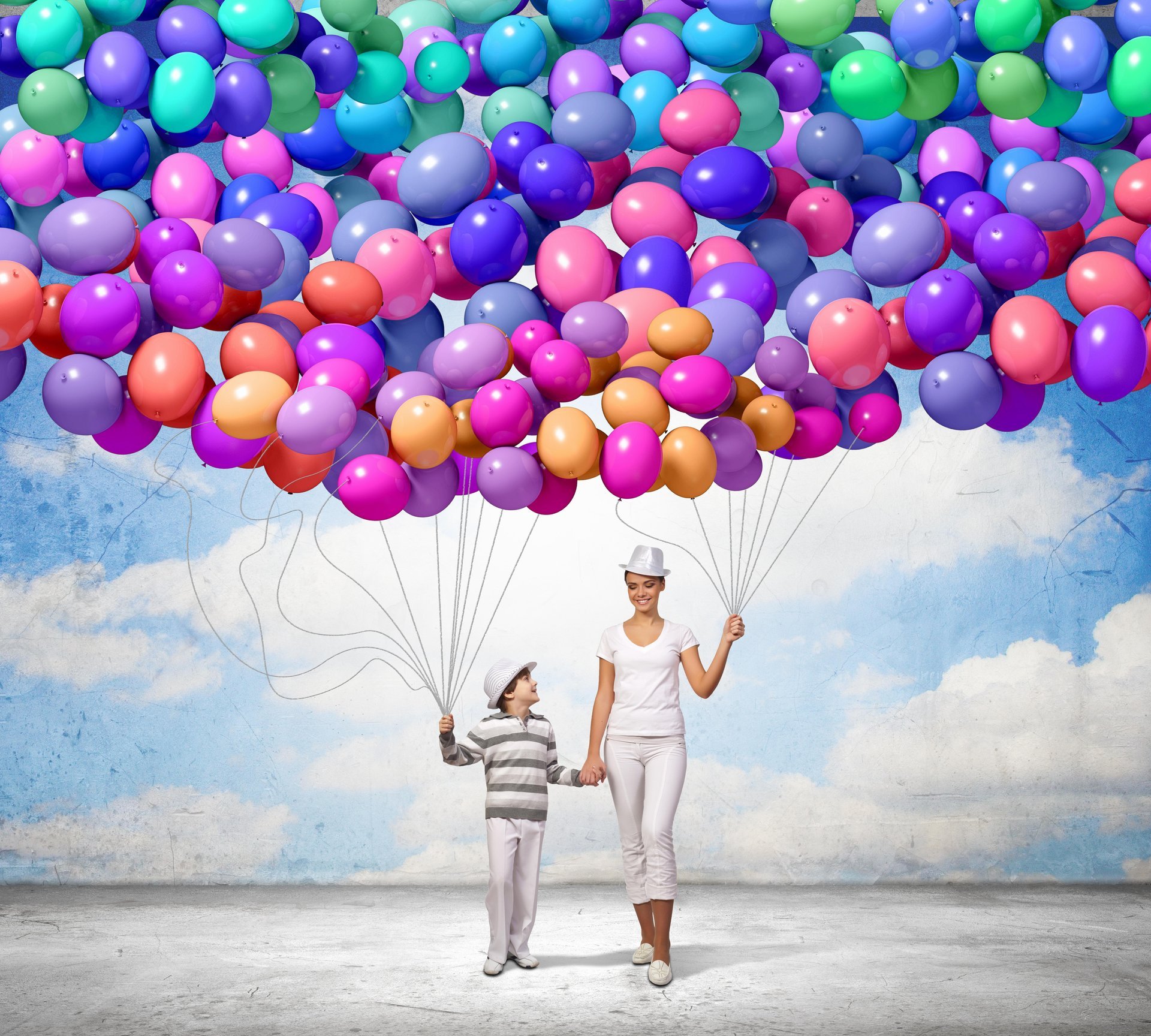 happy balloons colorful sky family person balloons people joy happine