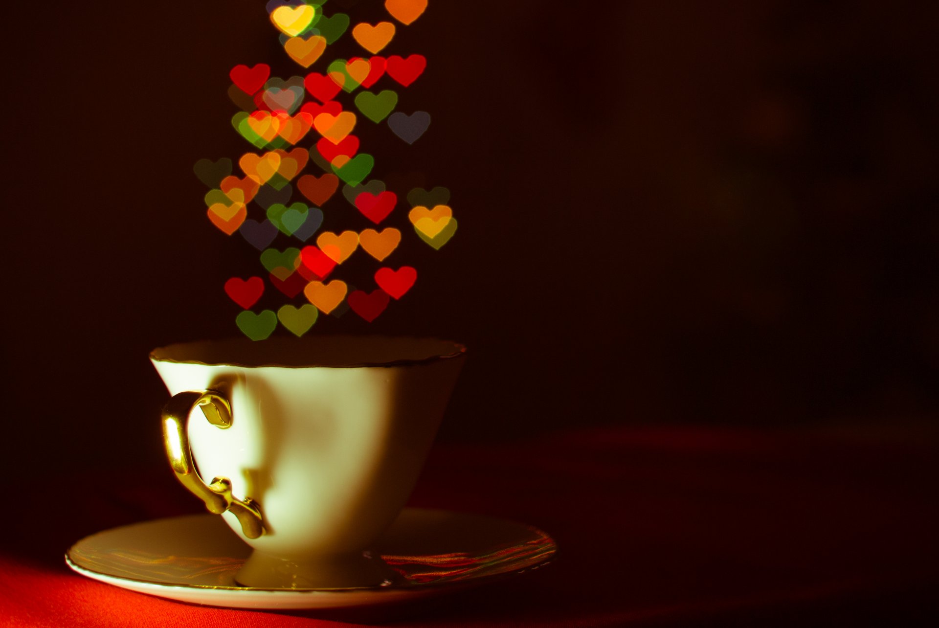 tasse soucoupe le cœur boké