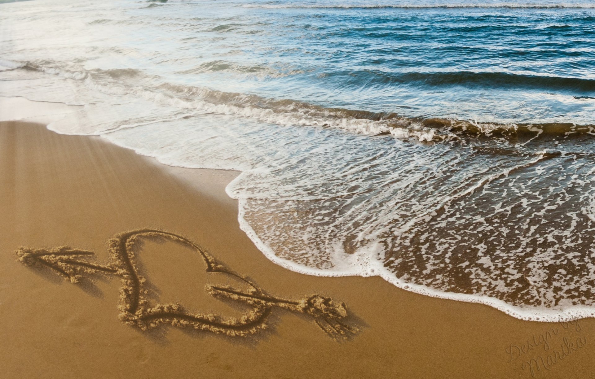 sand strand liebe meer marika-design muster herz romantik