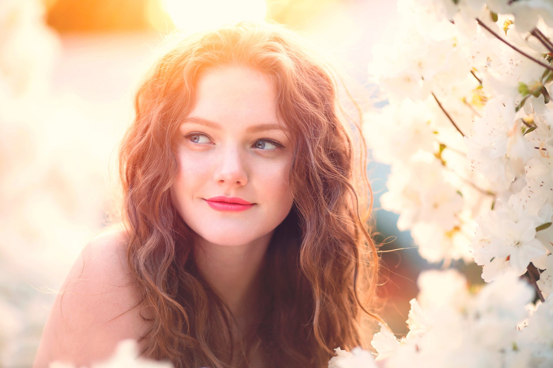 fiori bianchi ragazza trucco sorriso fioritura fotografia per bambini