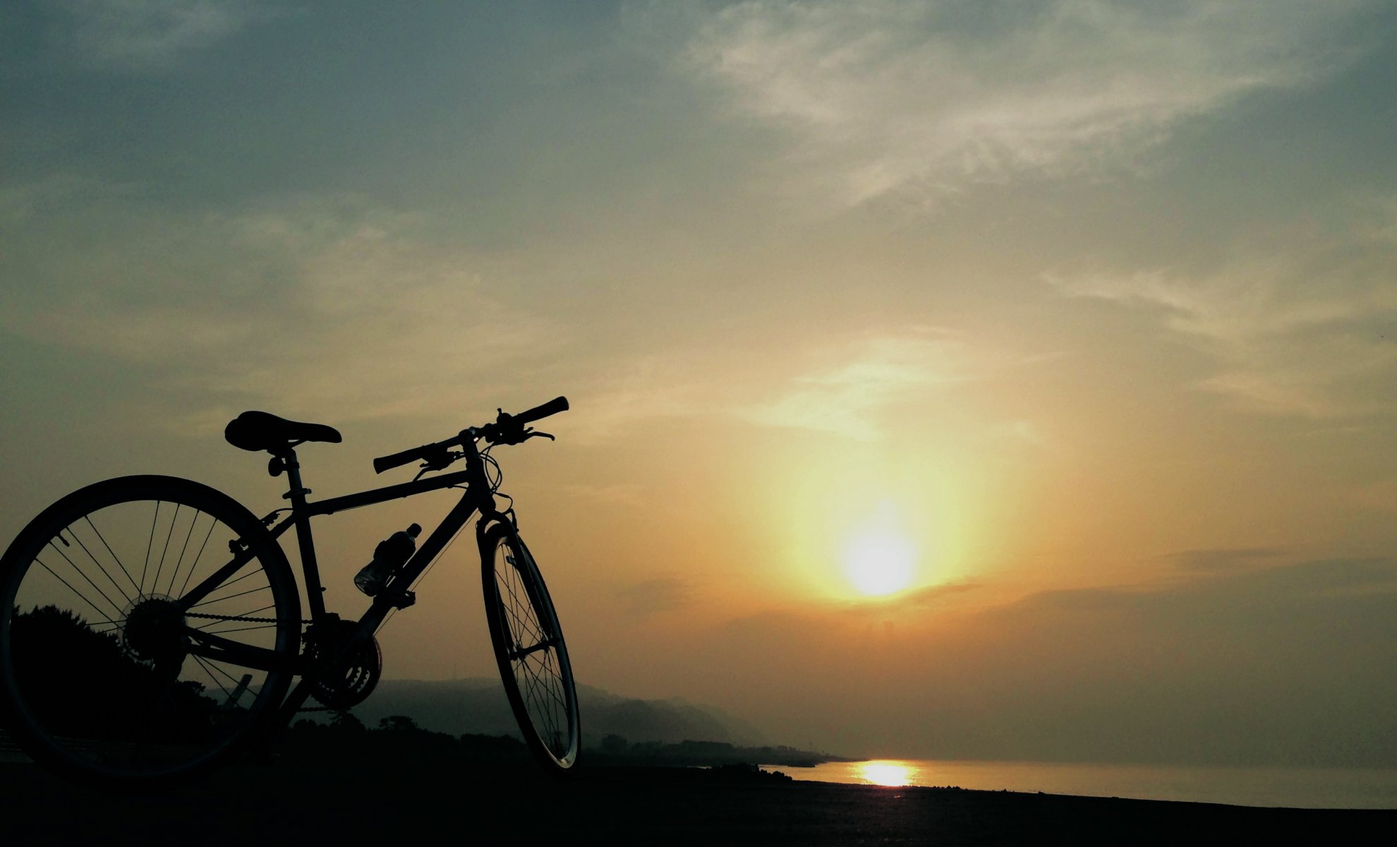 abend meer strand fahrrad halt