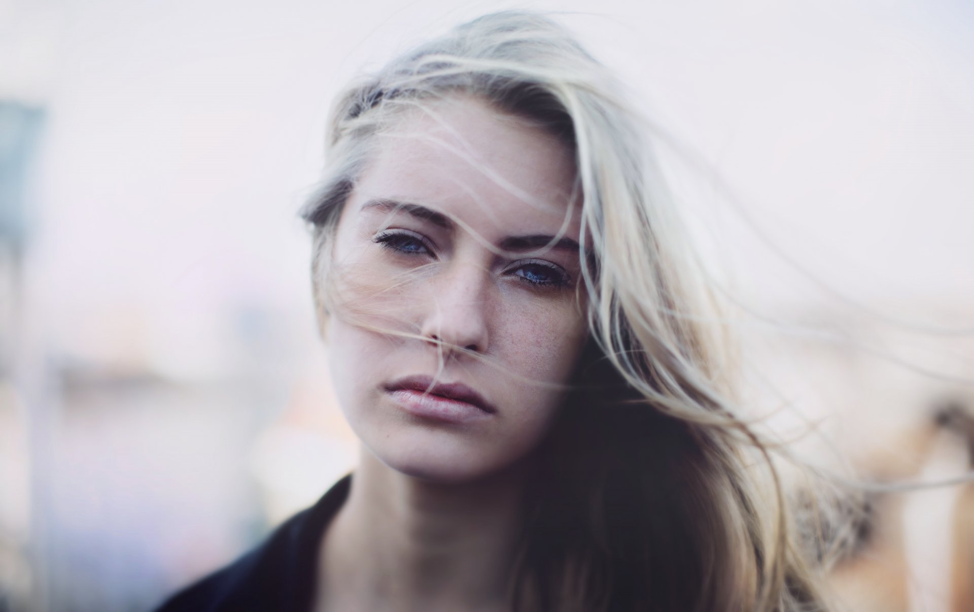 girl view blonde hair mood