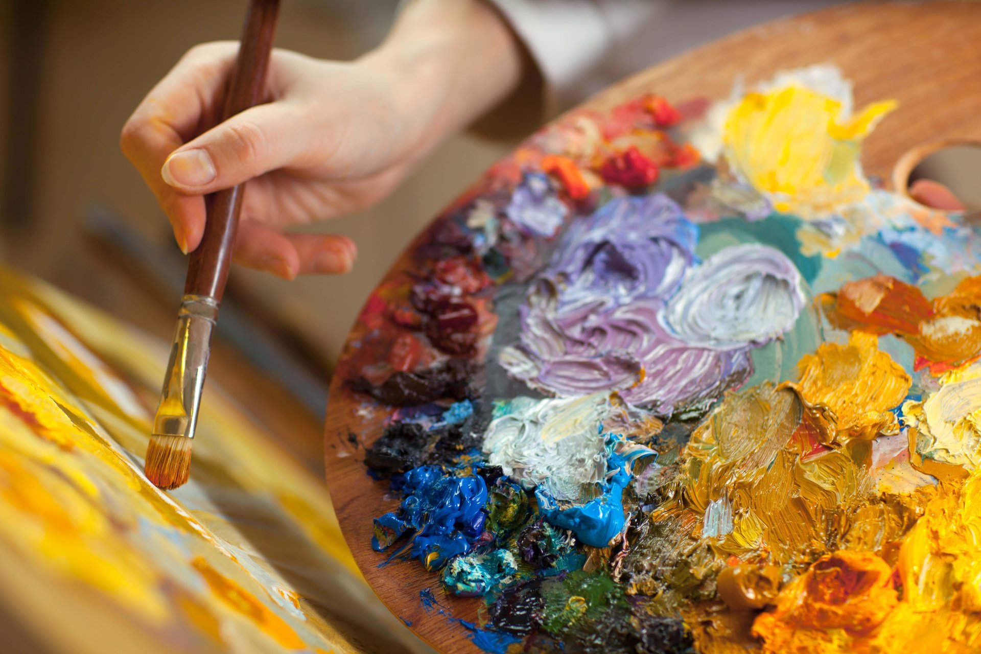 l artiste le dessin la palette цветые de la peinture chevalet pinceau la créativité l art la bonne idée de la macro le flou bokeh fond d écran