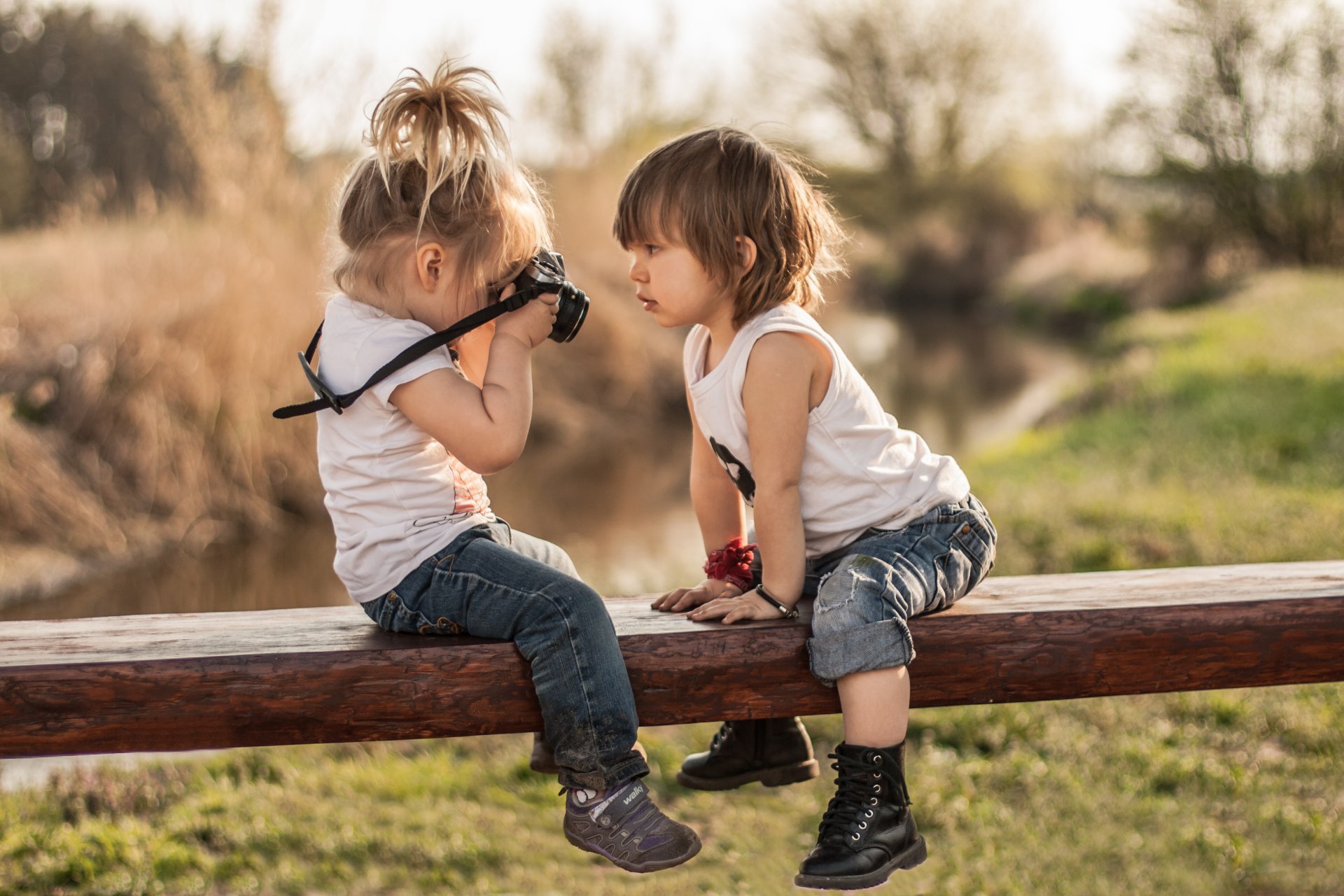 kinder mädchen junge fltograph kamera