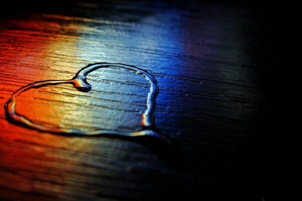 A heart of water on the table