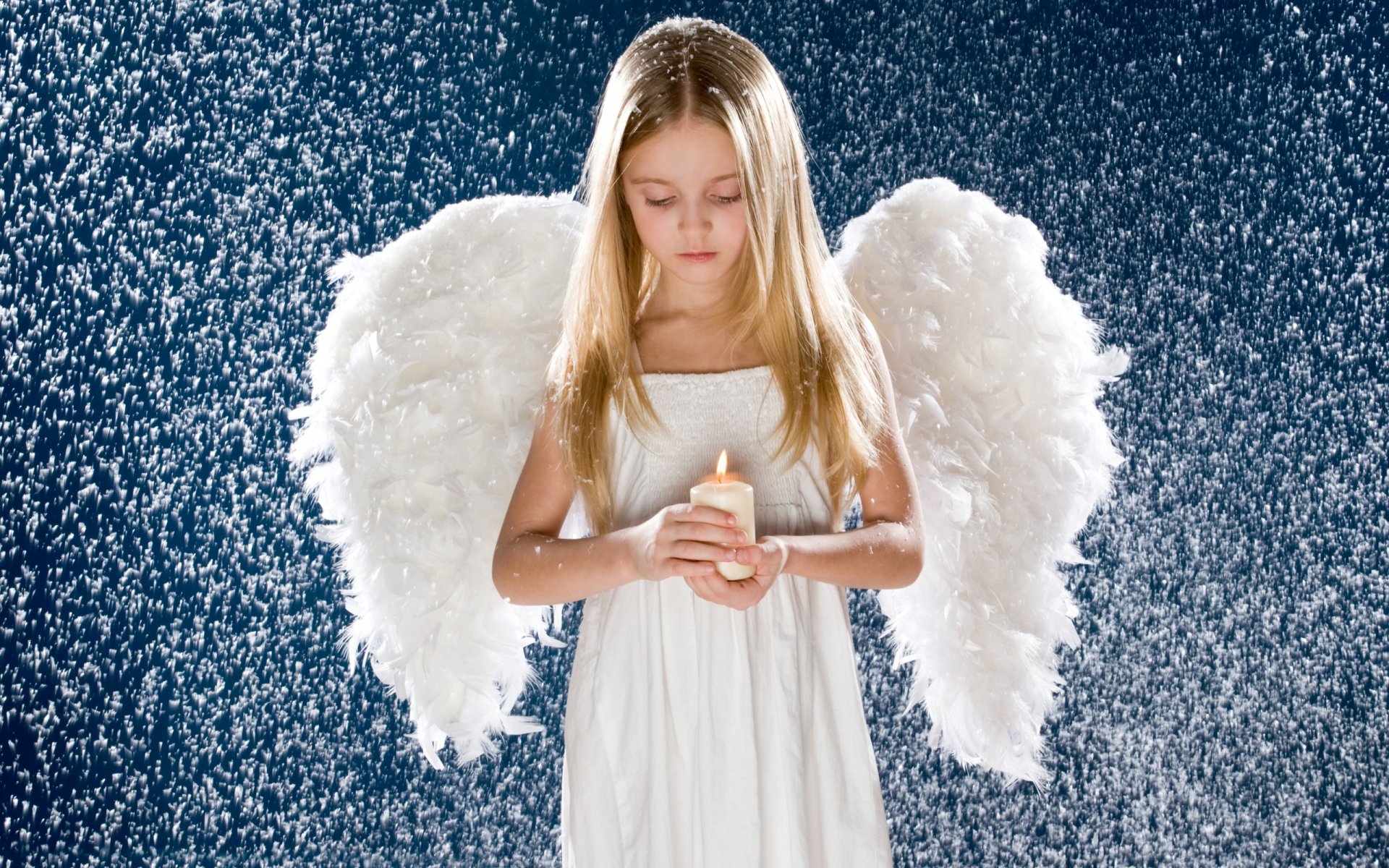 girl angel wings snow candle