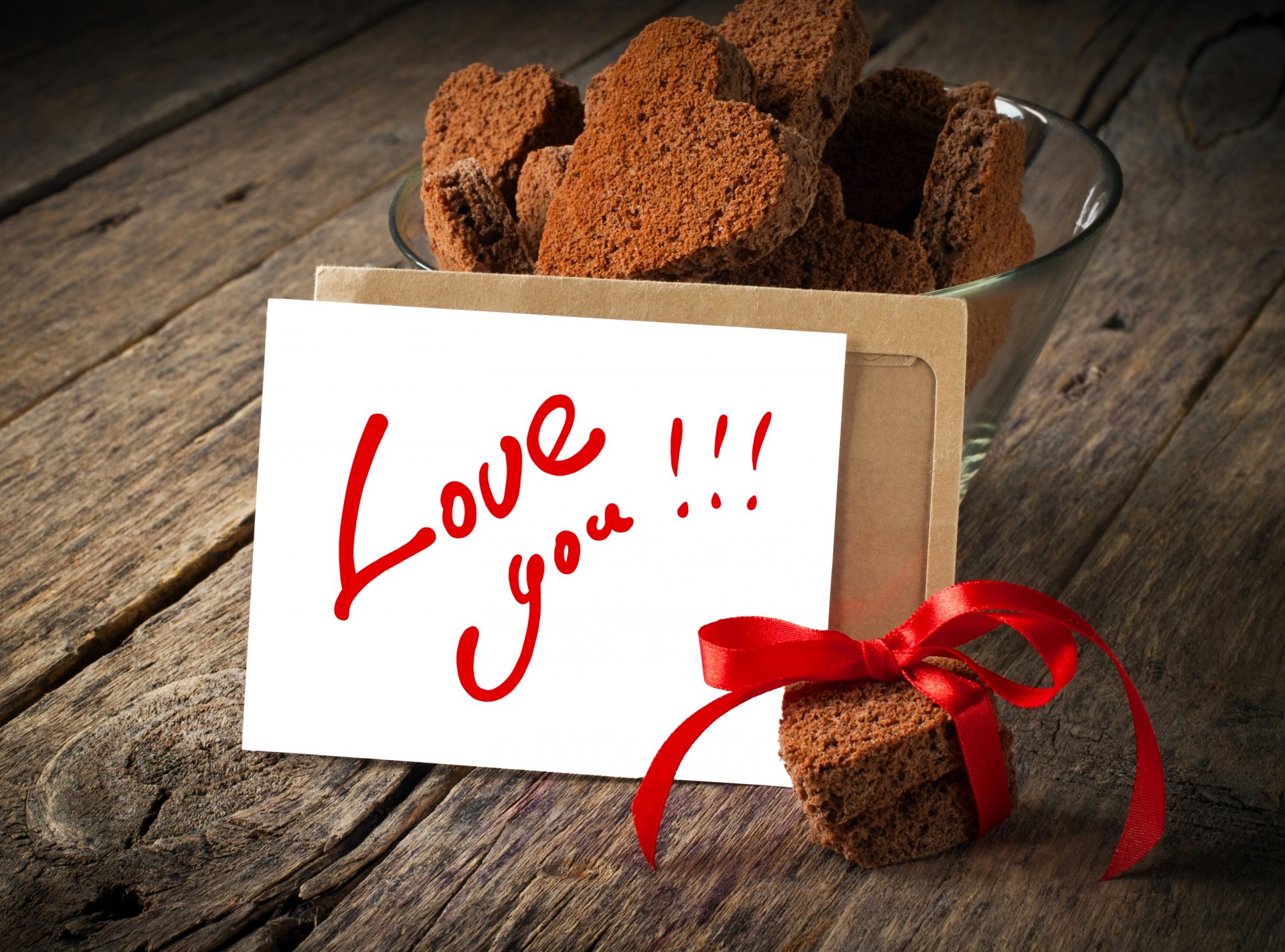 cookies hearts heart ribbon card inscription I love you