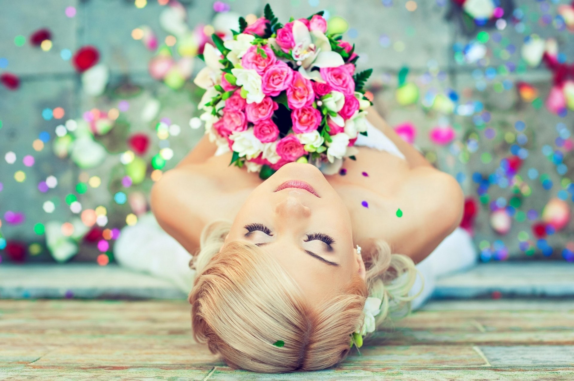 la jeune fille mariée bouquet fleurs humeur