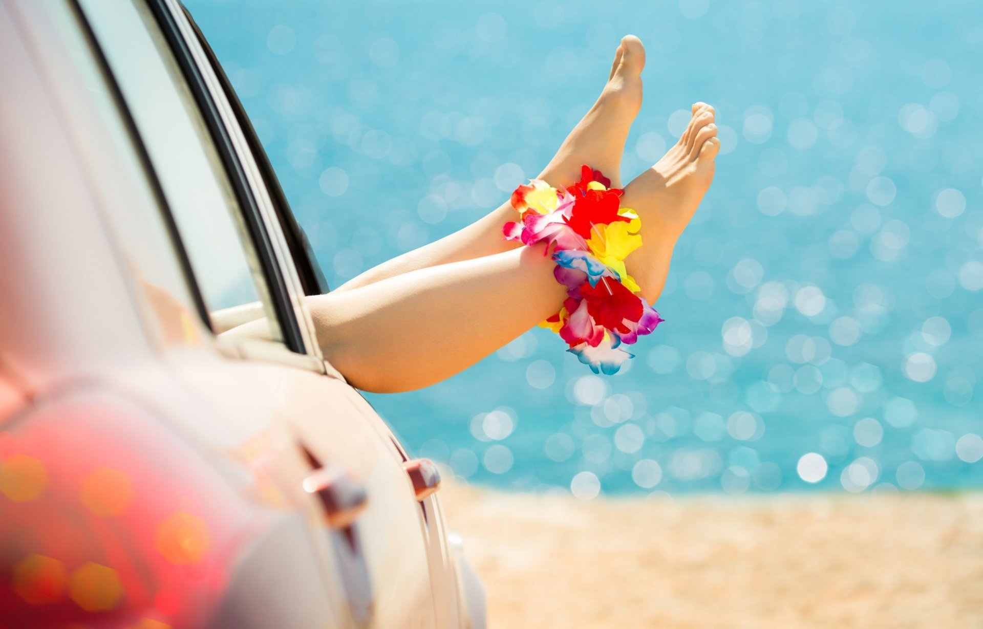 de l humeur la jeune fille les jambes les pieds la voiture la voiture fleurs fleur fleur de sable le flou bokeh la joie fond beau fonds d écran grand écran plein écran grand écran grand écran