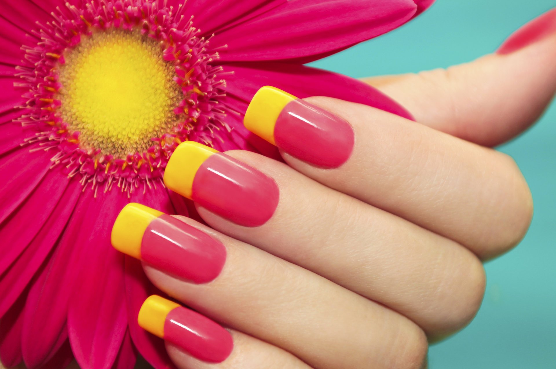 hand manicure nails mood bright summer flower