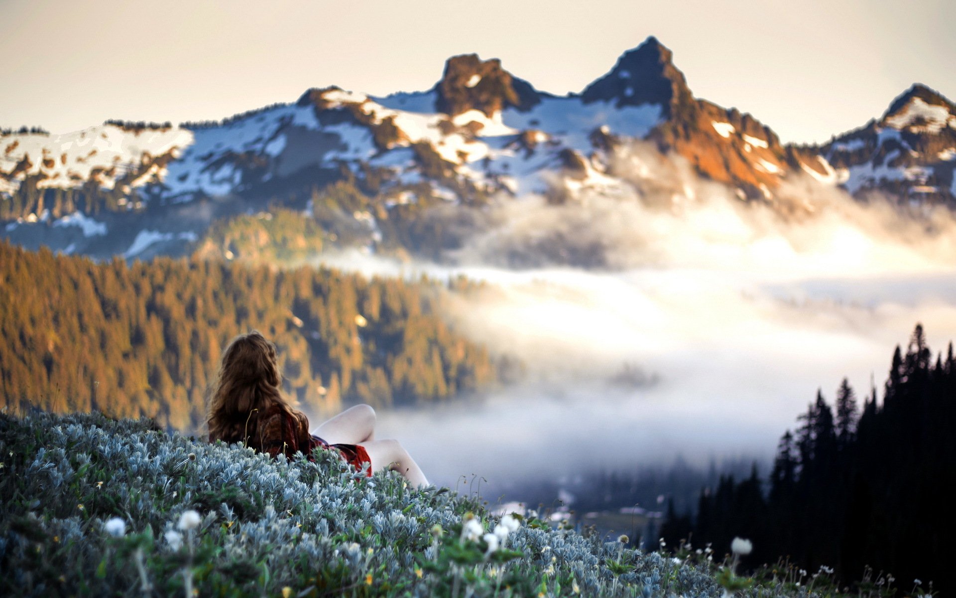 fille montagnes matin humeur