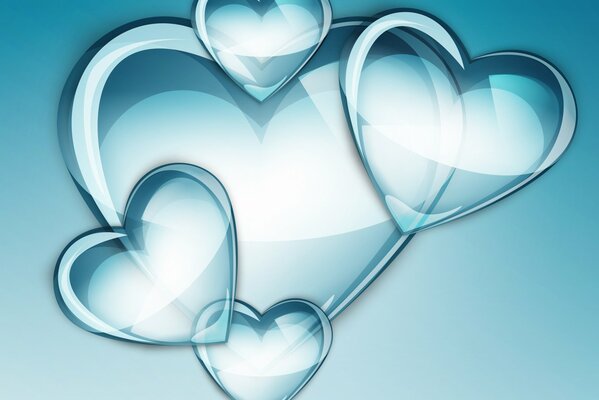 Abstraction of hearts on a blue background