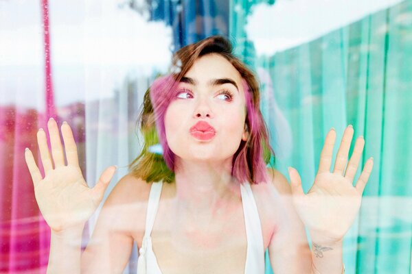 Lily collins kiss the window