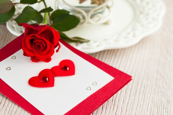 Carte postale avec des coeurs pour la saint-valentin