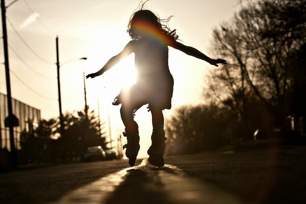 Girl dancing on roller skates