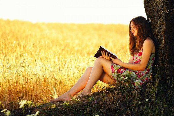 Wheat field with a girl