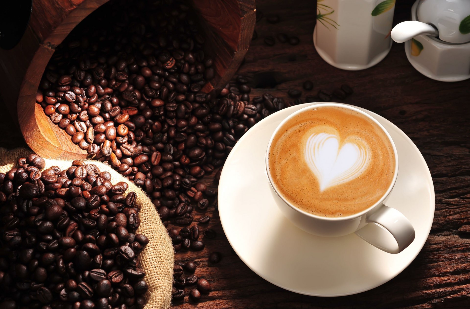 stimmung kaffee cappuccino herz herz körner liebe hintergrund tapete widescreen vollbild widescreen