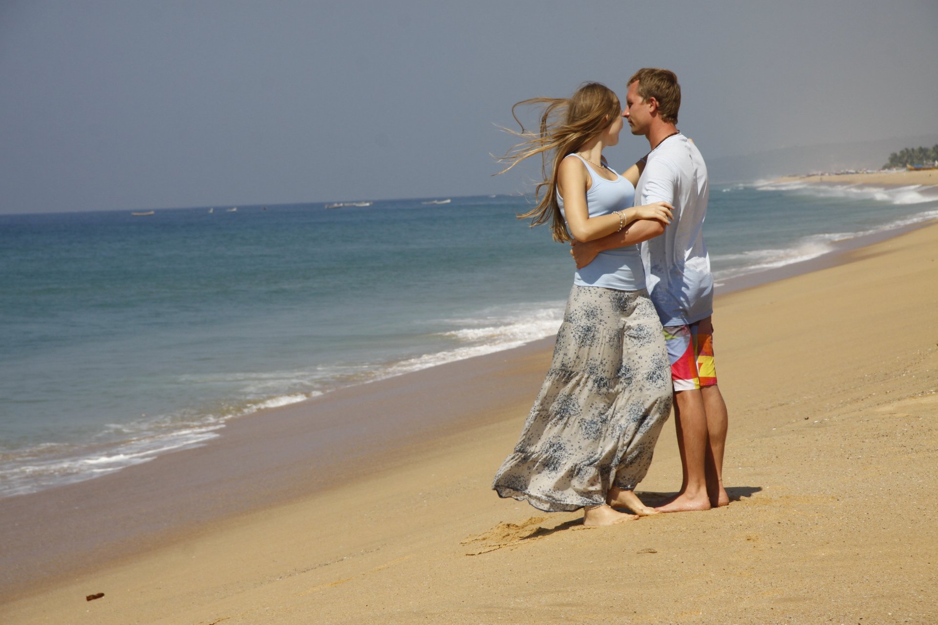 humeur mer fille gars couple amour fond fond d écran