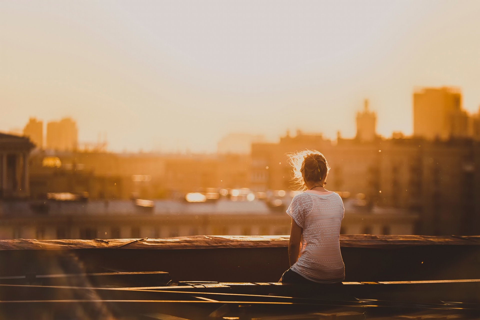 da solo città ragazza tetto mattina mosca