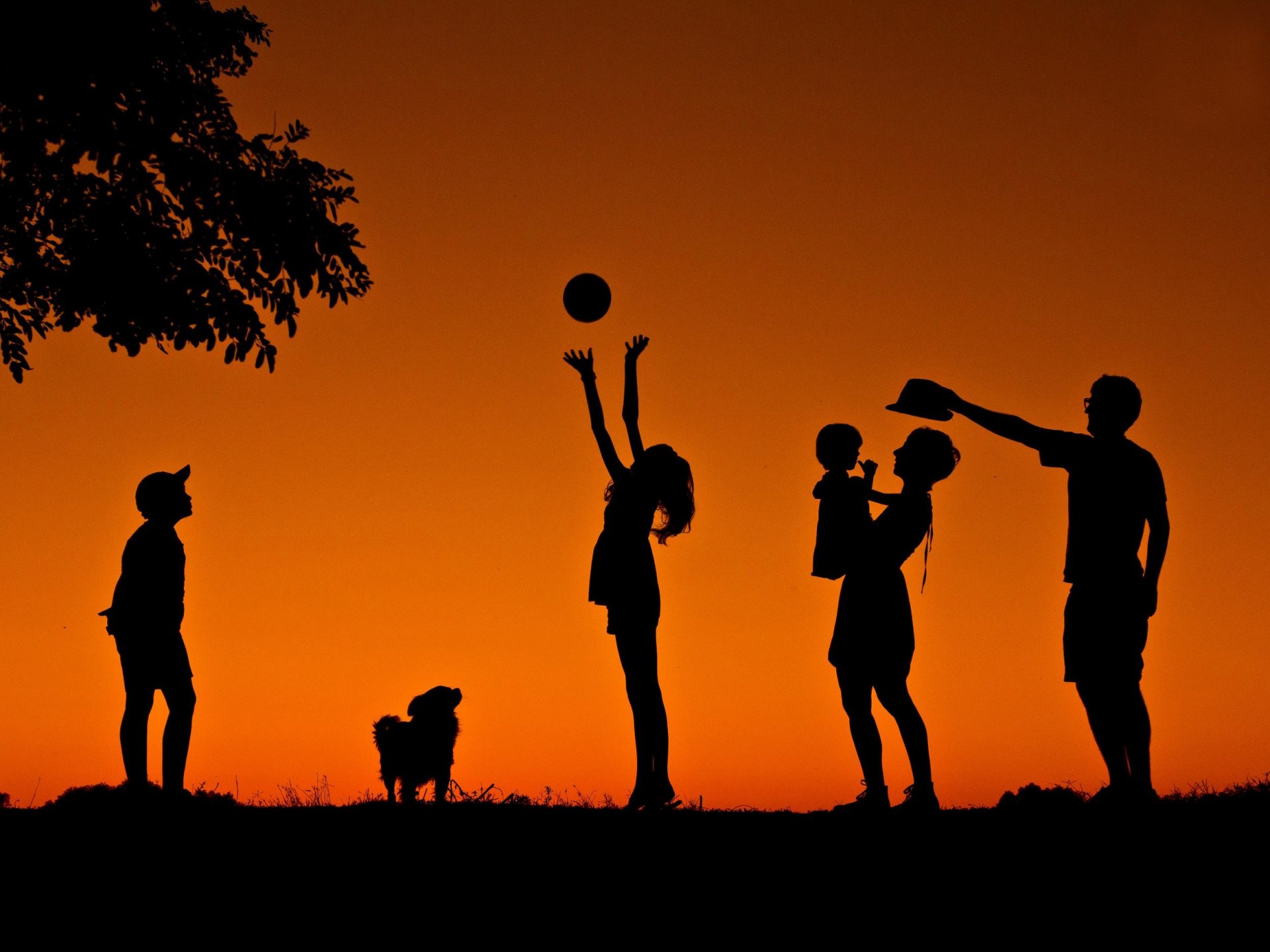 children family silhouettes happine