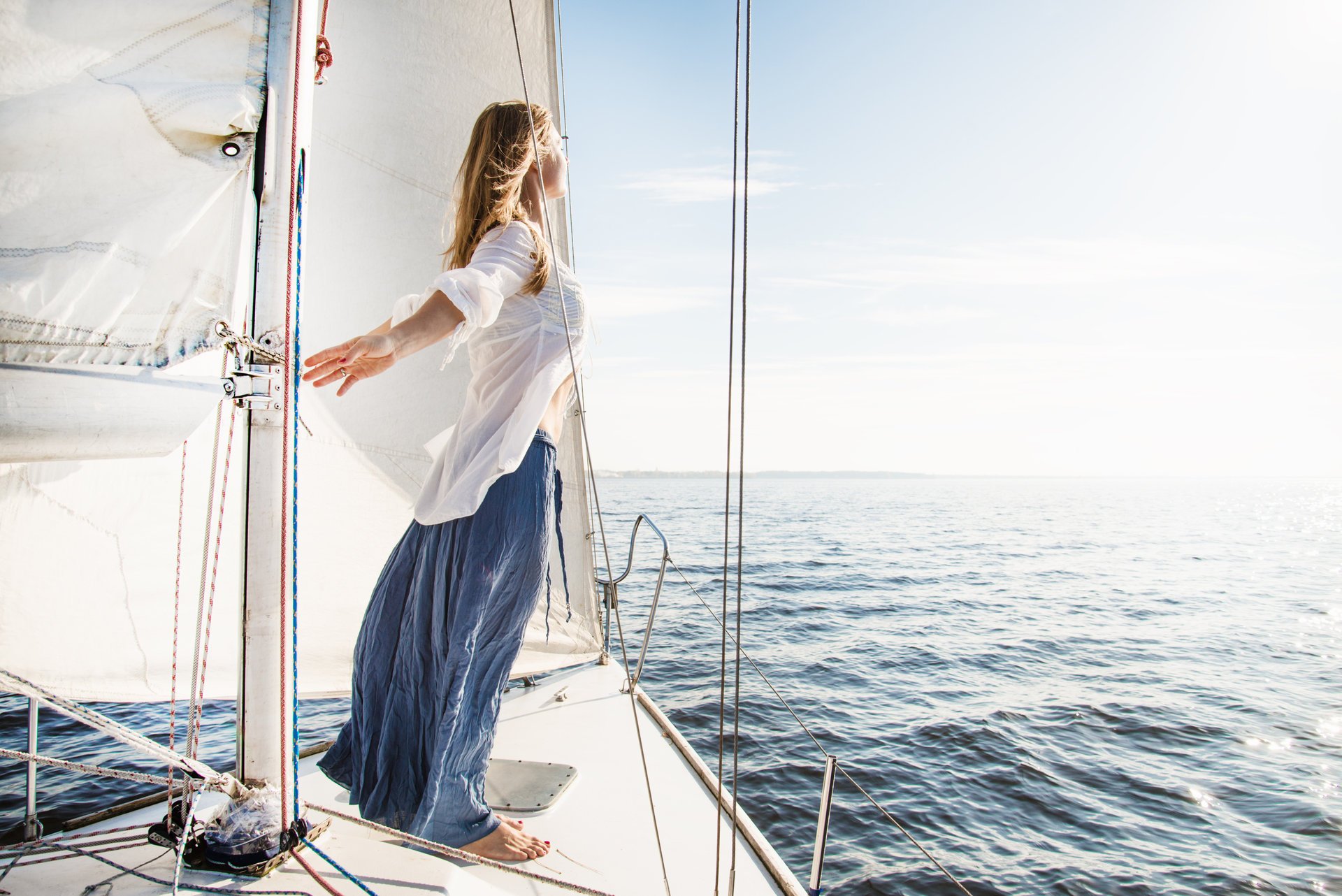 yacht girl sea freedom wind