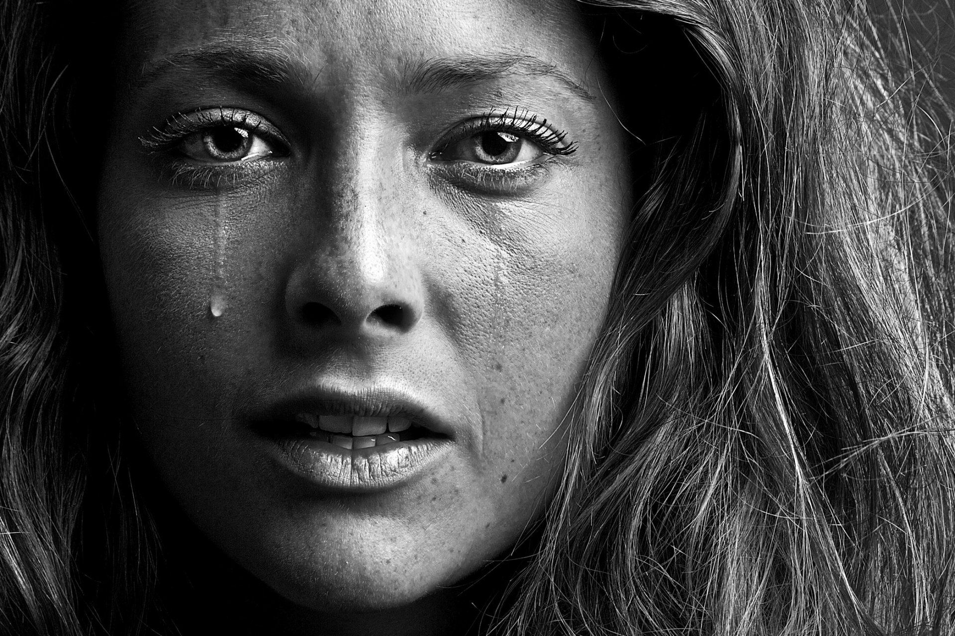 girl portrait tears sadness h b