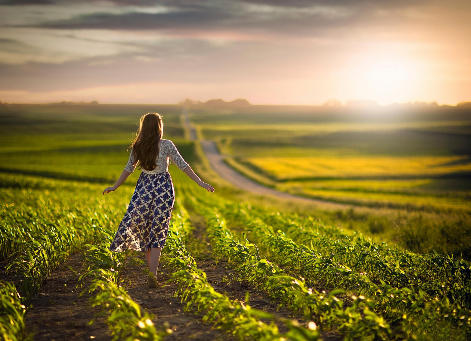 the field girl skirt space bokeh