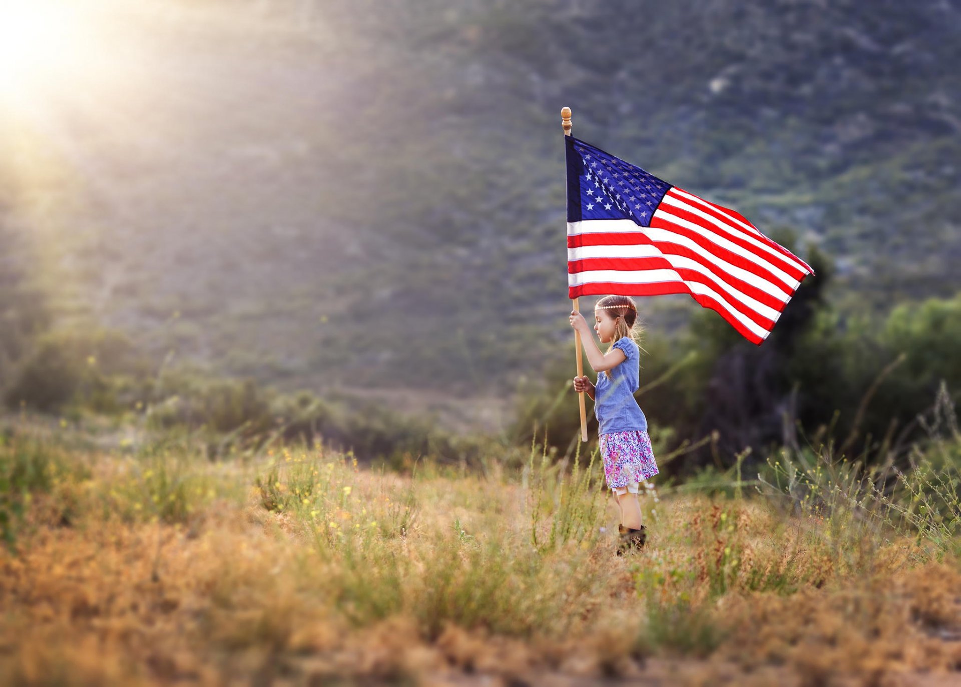 american girl girl flag patriotism