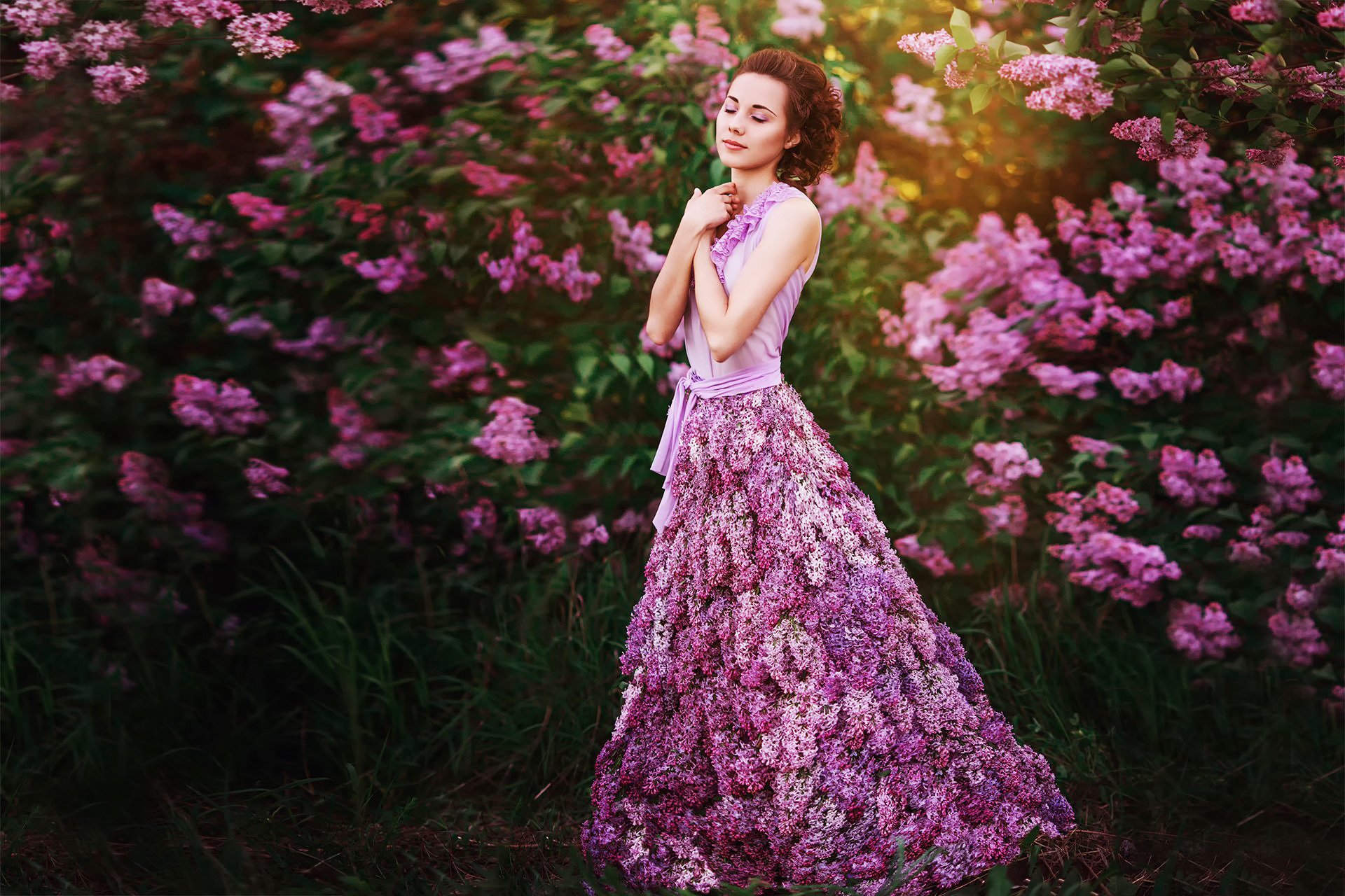 flieder träume kleid mädchen blumen flieder