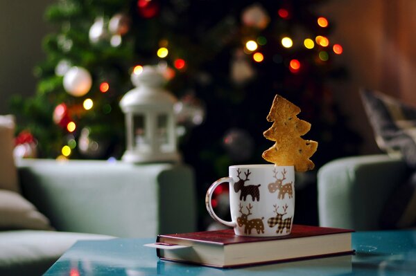 A quiet Christmas evening by the fireplace